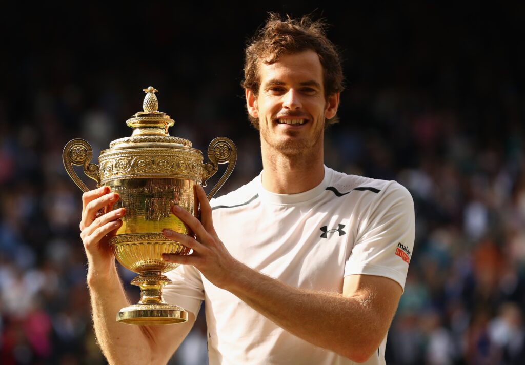 Andy Murray lifting the Wimbledon title