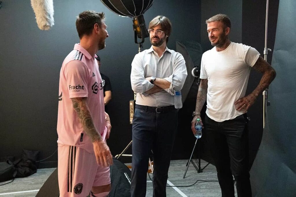 Chris McGowan with Messi and Beckham