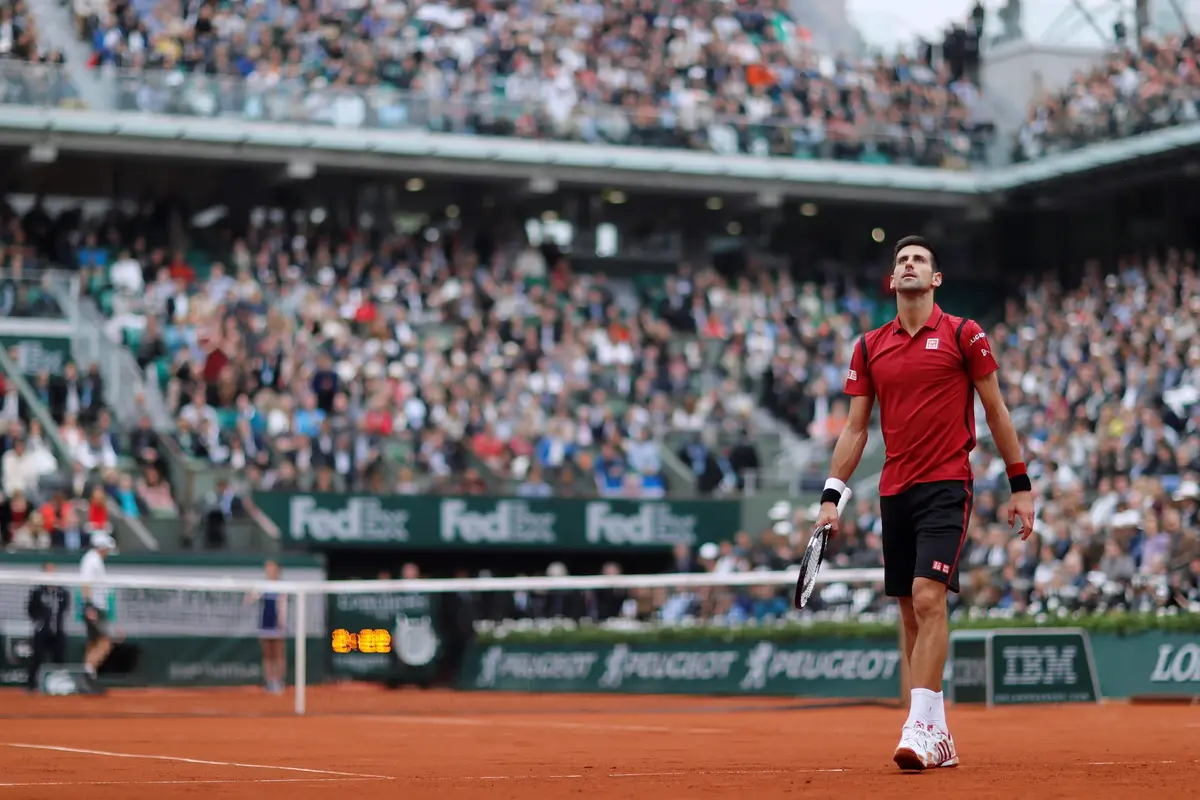 Novak Djokovic against Andy Murray at 2016 French Open final